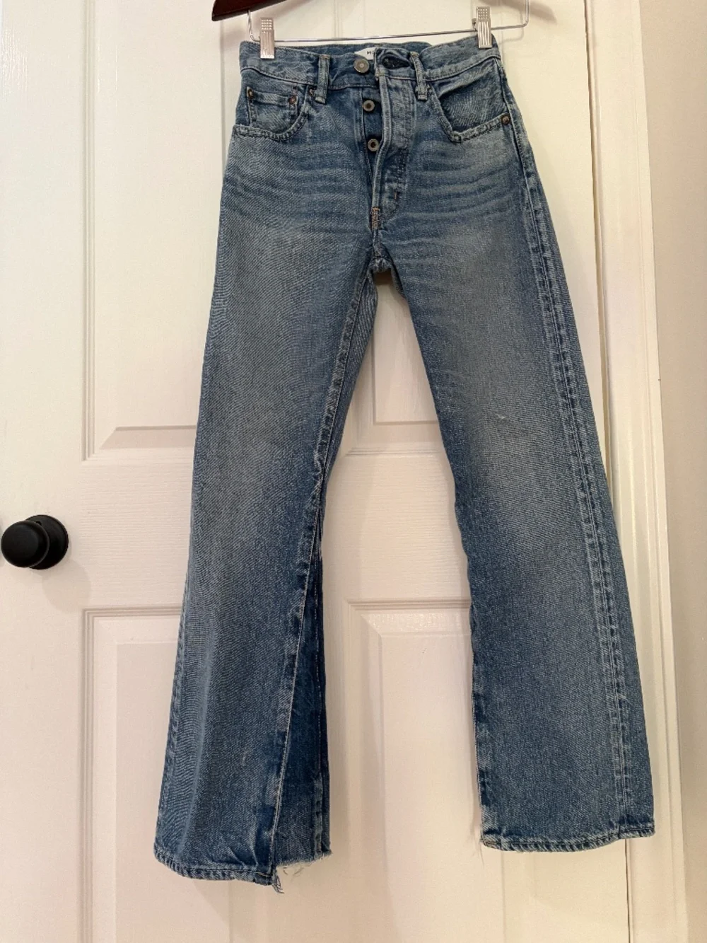 MOUSSY VINTAGE Clifton Remake Flare Jeans Distressed Blue Size 23 EXCELLENT COND